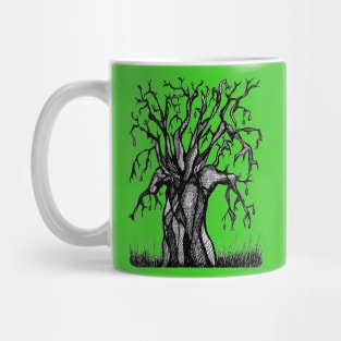 Green Baobab Artistic Line Drawing Mug
